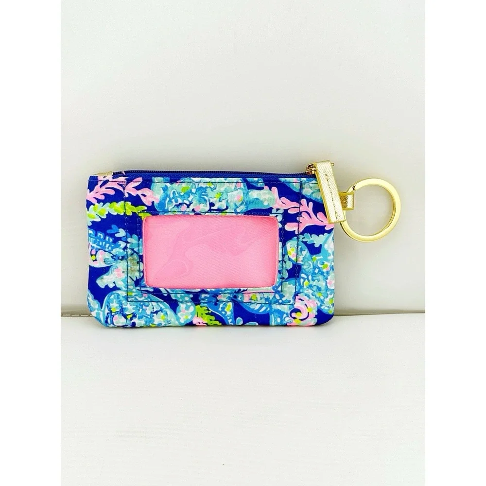 Lilly Pulitzer ID Case In Turtle Villa Print Keychain Wallet. Made In 2019